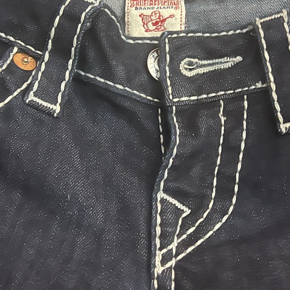 True Religion Indigo Jeans with Contrast Stitching 34 length